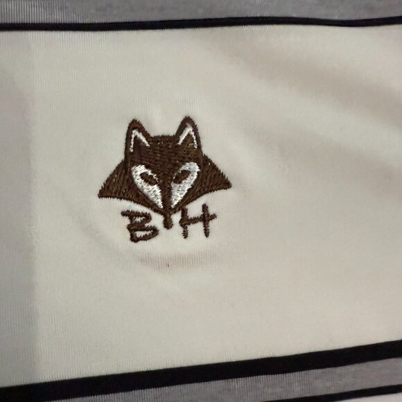 FootJoy White & Navy Striped Polo Shirt with Fox Logo – Size Medium - Picture 5 of 9